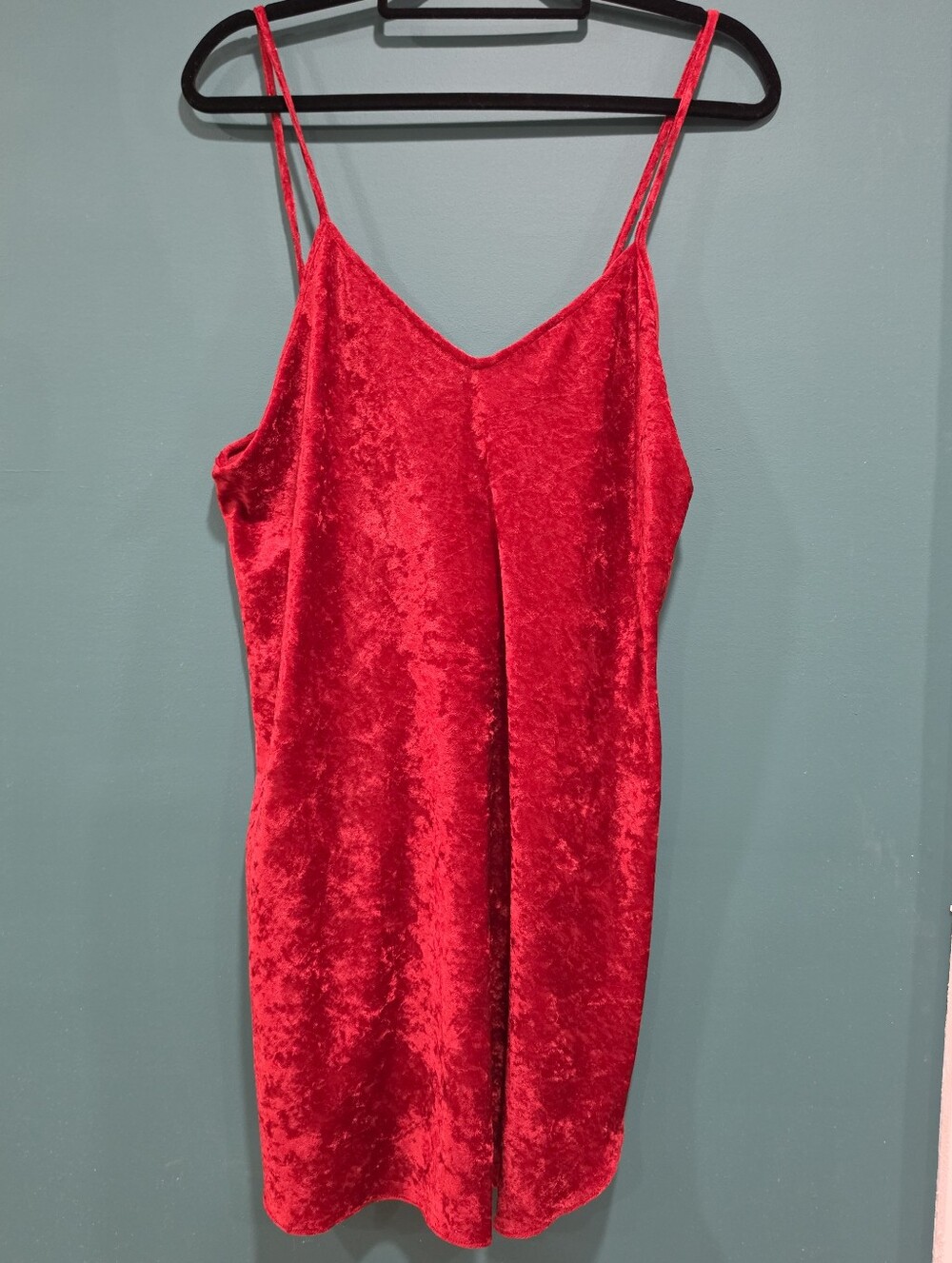 Vintage Intimate Affair Red Crushed Velvet Slip Dress